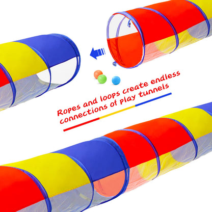 PigPigPen Pop Up Play Tunnel Tent for Toddlers Babies or Dogs, Indoor & Outdoor Toys for Kids Backyard Playset. (Red,Yellow,Blue)