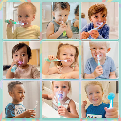 Papablic Toddler Sonic Electric Kids Toothbrush for Ages 1-3 Years, Baby Electric Toothbrush with Cute Penguin Cover and Smart LED Timer, 2 Brush Heads (Pippin)