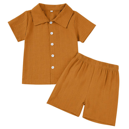 U·nikaka Baby Boys 2 Piece Summer Outfits Casual Toddler Short Sets Little Boys Button Down Shirts Tops and Shorts 2-6Y