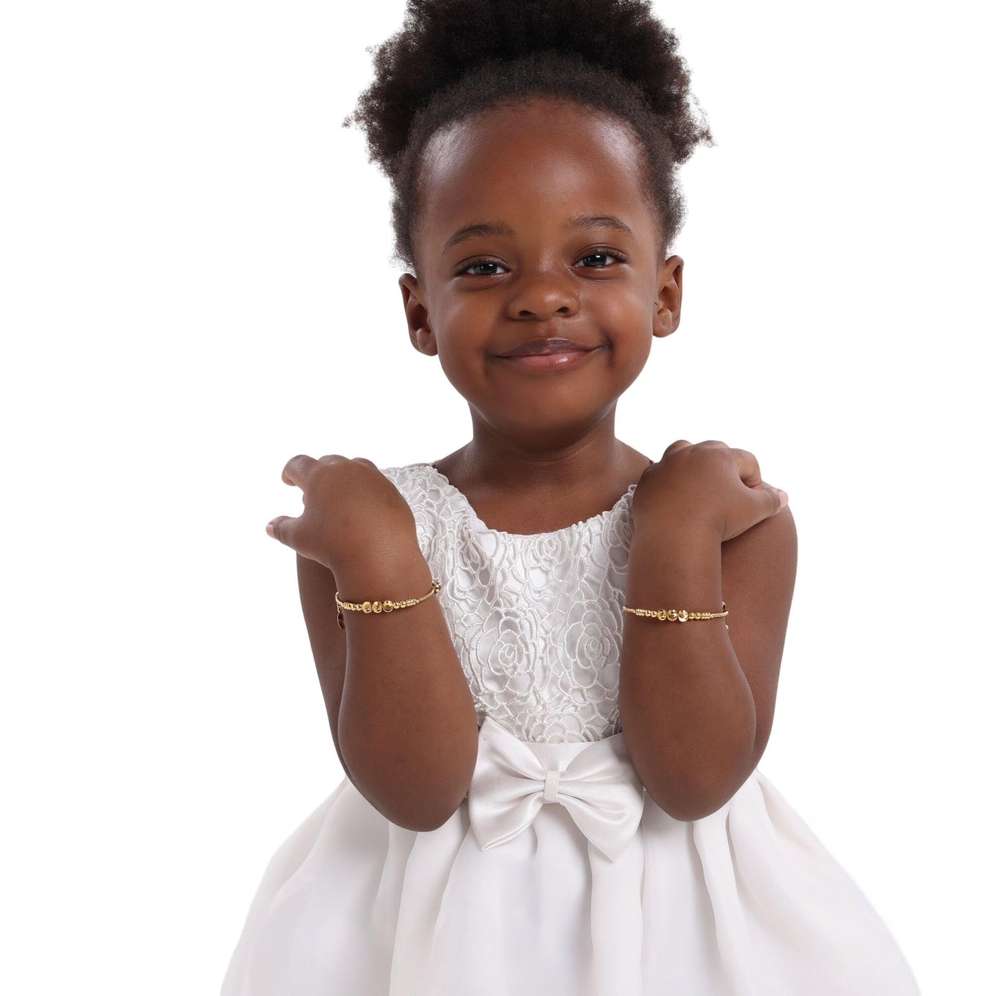 Ethlyn 2Pcs/Lot Kids Jewelry Gold Plated Adjustable Beads Bracelet Bangle Birthday Christmas Gifts for Girls 4years old