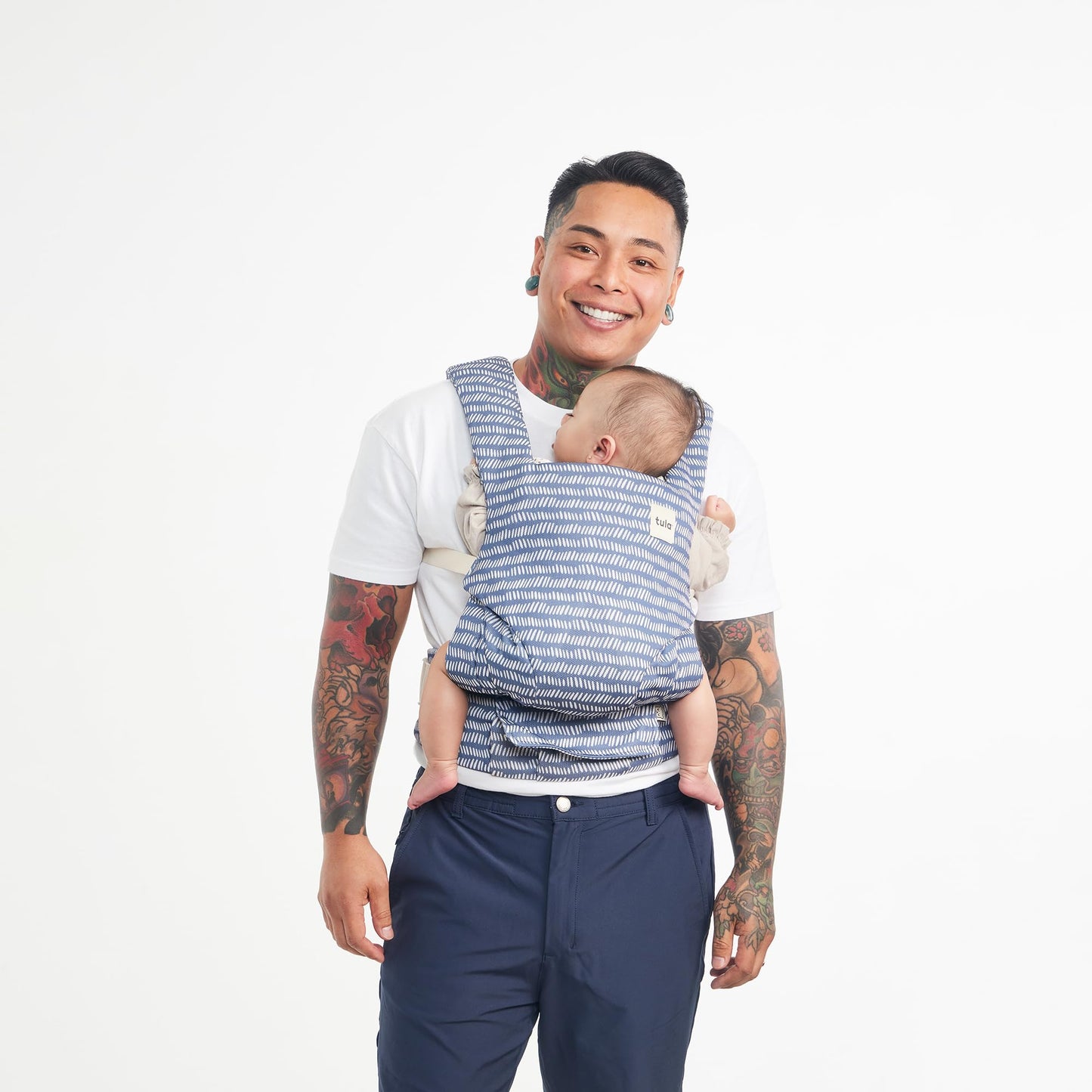 Baby Tula Explore Linen Baby Carrier 7 – 45 lb, Adjustable Newborn to Toddler Carrier, Multiple Ergonomic Positions Front and Back, Breathable and [Natural – Explore + Linen, Ash