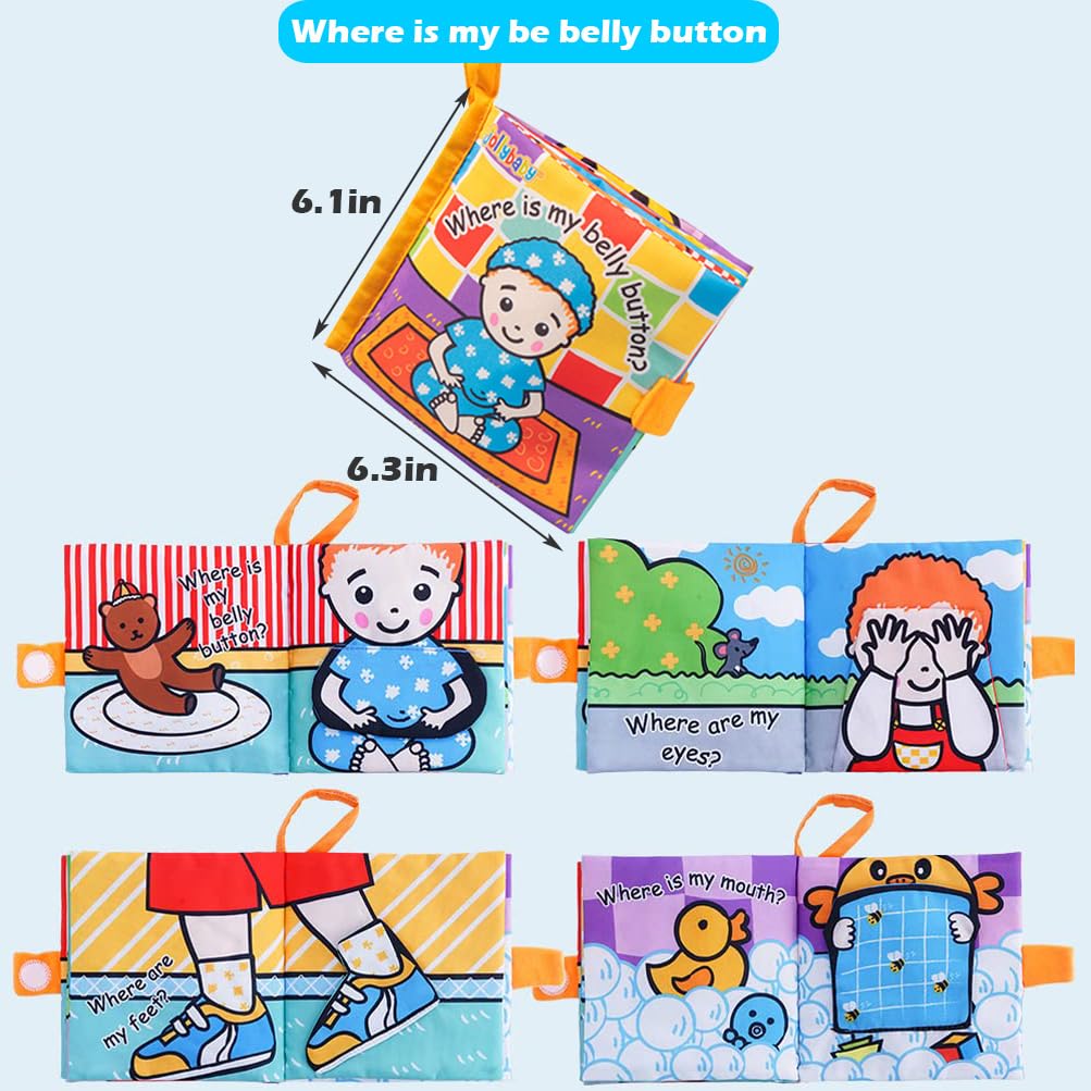 Baby Soft Cloth Books, Touch & Feel Crinkle Activity Interactive Book, Early Development Stroller Toys for Infants and Toddlers (Peek a Baby)
