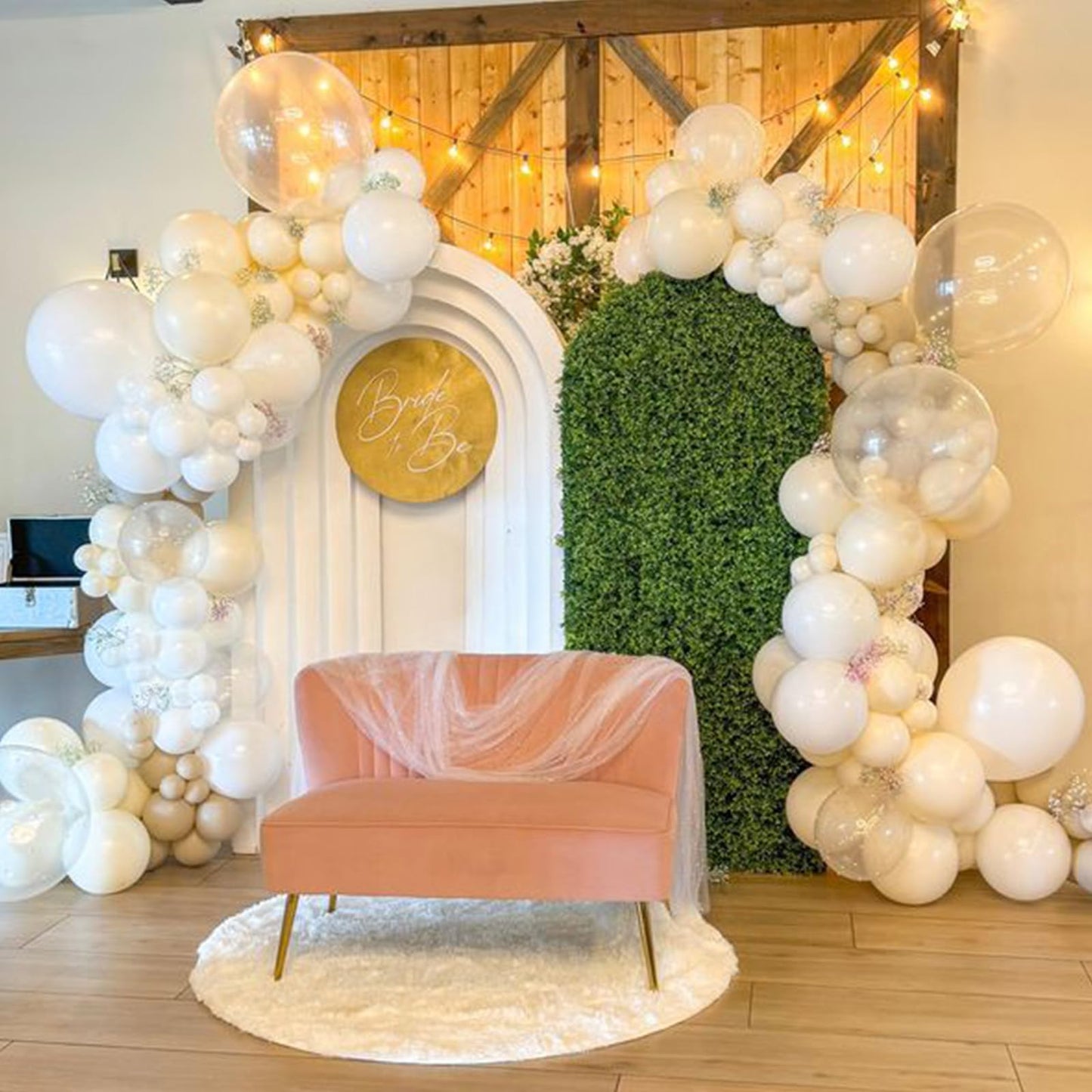 Pink White Balloon Arch Kit, Double Stuffed Pastel Pink Ivory White Balloon Garland, Baby Pink Cream White Balloons with 3pcs 18Inch Clear Balloons for Girls Birthday Baby Shower Party Decorations
