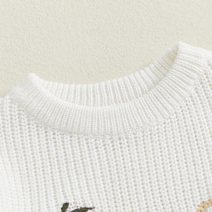 Baby Girl First Birthday Outfit One Year Old Strawberry Embroidery Knit Sweater Romper Warm Fall Winter Clothes