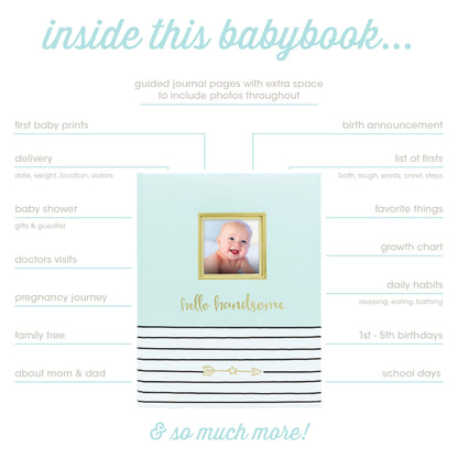 Pearhead Hello Baby First 5 Years Memory Book, Baby Girl Keepsake for New and Expectant Parents, Pregnancy And Milestone Journal, Pink