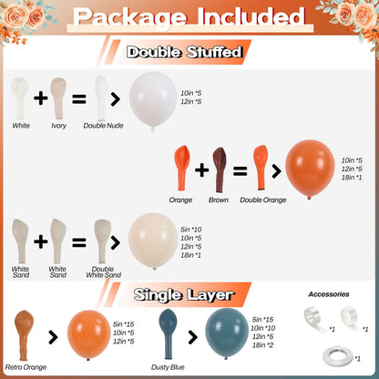 Sage Green Balloons Arch Double Stuffed, Olive Dusty Green Brown Beige Neutral Balloon Garland Kit, White Sand Apricot Tan Latex Balloon for Baby Shower Birthday Jungle Safari Party Decoration