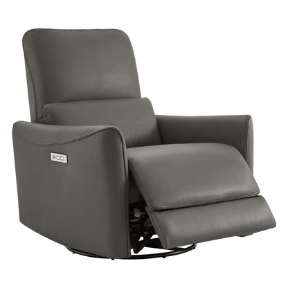 CHITA Power Recliner Chair Swivel Glider, FSC Certified Upholstered Living Room Nursery Reclining Sofa Chair with Lumbar Support, Linen
