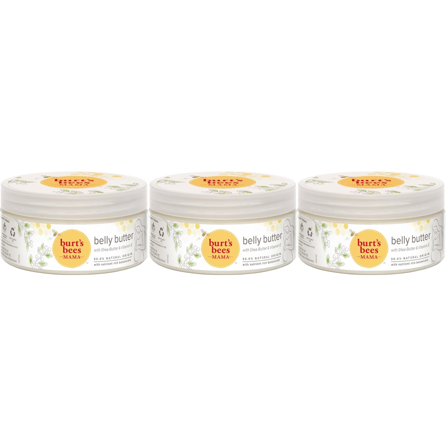 Burt's Bees Mama Belly Butter Stretch Mark Cream for Pregnancy Massages Body & Reduces Scar Appearance, Prenatal & Postnatal Tummy Skin Care, Shea Butter & Vitamin E Rich Formula, 6.5 Oz Tub