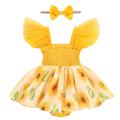 Baby Girl Clothes Infant Tulle Romper Ruffe Sleeveless Bodysuit Baby Girl Outfits Infant Girl Dress 0-18M