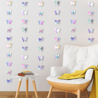 Zonon 4 Pieces 3D Butterfly Hanging Garlands Decoration Butterfly Paper Party Streamers Backdrop for Graduation Wedding Birthday Fairly Baby Shower Party Decorations