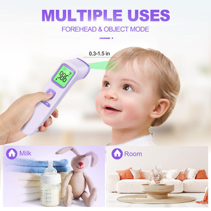 No-Touch Thermometer for Adults and Kids, Accurate Digital Baby Thermometer, FSA HSA Eligible, Fever Alarm & Silent Mode, 2 in 1 Forehead & Object Mode