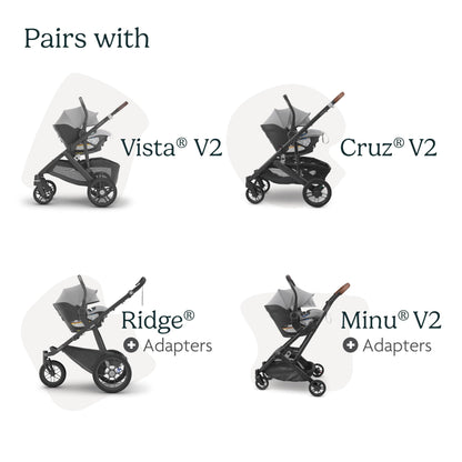 UPPAbaby Aria Lightweight Infant Car Seat/Just Under 6 lbs for Easy Portability/Base with Load Leg + Infant Insert Included/Direct Stroller Attachment/Declan (Oat Mélange/Chestnut Leather)