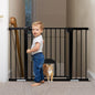 Babelio Upgraded Baby Gate with Cat Door, 29-43" Auto Close Durable Dog Gate for Stairs, Doorways and House, Easy Walk Thru Safety Gate with Pet Door Includes 4 Wall Cups, Black
