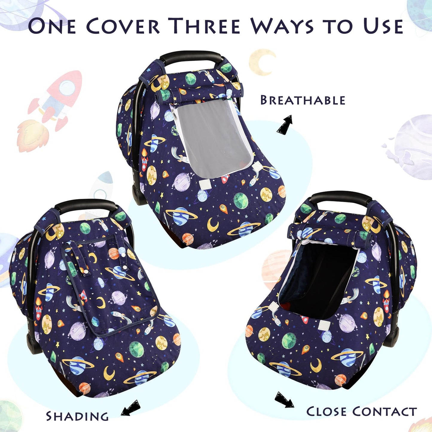 Pea Pod Car Seat Cover Baby, Infant Car Seat Canopy Covers for Newborn with 2 Layers Windows of Breathable Mesh Fabric, Lightweight Polyester/Soft Minky Dot Backing (Floral & Rainbow)