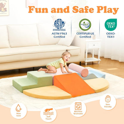 Climbing Toys for Toddlers, Toddler Climbing Toys Indoor, 7-Piece Soft Foam Climbing Blocks Set, Toddler Playtime Corner Climber Indoor Foam Play Gym for Climbing Crawling and Sliding