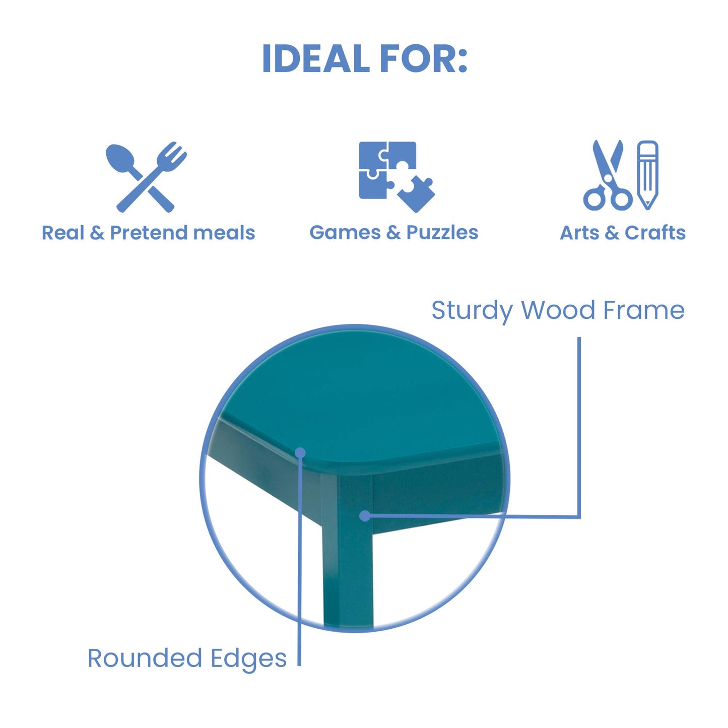 Delta Children MySize Kids Wood Table and Chair Set (2 Chairs Included) - Ideal for Arts & Crafts, Snack Time, & More - Greenguard Gold Certified, Bianca White, 3 Piece Set