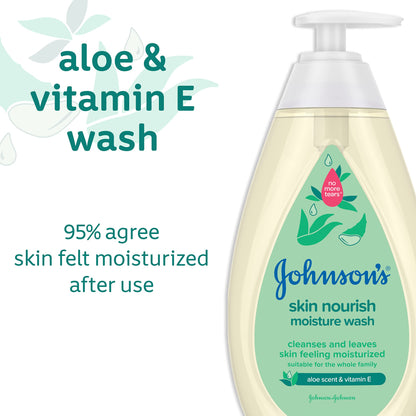 Johnson's Skin Nourishing Moisture Baby Body Wash With Vanilla & Oat Scents, Hypoallergenic & Tear Free Baby Bath Wash, Paraben-, Dye-, Sulfate & Phthalate-Free, 20.3 fl. oz