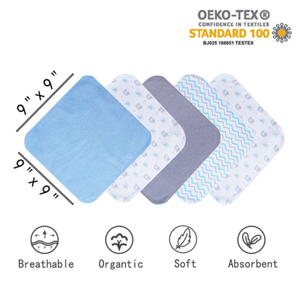 Viviland Baby Towels and Baby Wash Cloths Set Hooded Baby Towels Baby Wipes Absorbent Bath Face Towels Burp Cloths or Face Towels for Girl Boy 6-Pack Size 28 x 28 Inch(Elephant Flower)