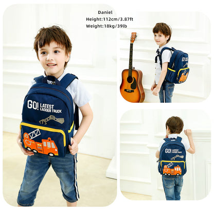 Car Dinosaur Kids Toddler Backpack for Boys and Girls Children Waterproof Preschool Bag(Red Music Party)