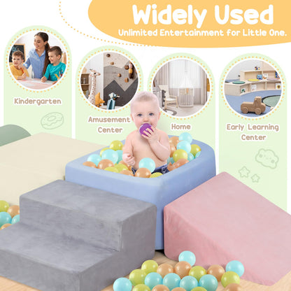 Foam Climbing Blocks for Toddler, Toddler Climbing Toys Indoor, Kid Baby Climbing Toys Blocks with Ball Pit for Baby, Soft Play Set Playground (Balls not Included)