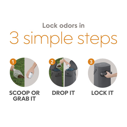 Pail | Dog Waste Disposal System for Outdoor and Indoor Odor Control | Dog Poop Trash can | Includes 1 Square Refill Bag That Lasts up to 2 Months