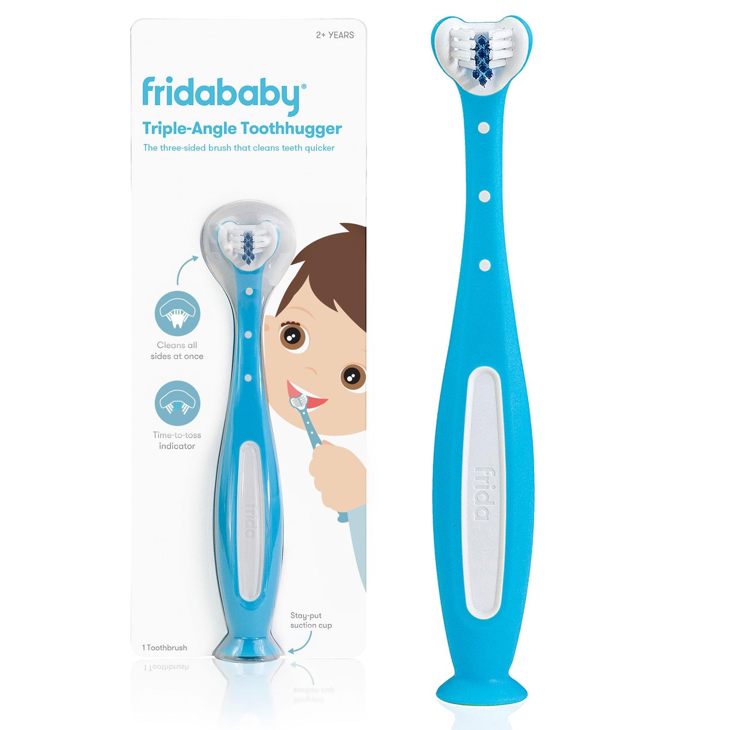Frida Baby Triple-Angle Toothhugger Training Toddler Toothbrush | Toddler Toothbrush 2 Years and Up, Cleans All Sides at Once | Pink