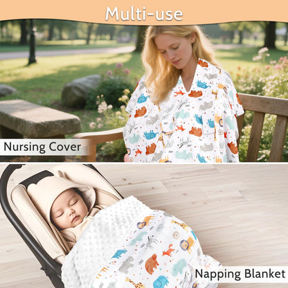 ManFaiSky Car Seat Cover Baby, Soft Carseat Covers Baby Girl, Multi-Use Nursing Cover & Infant Carseat Canopy, Pink