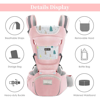Baby Carrier Newborn to Toddler - Debark Baby Carrier with Hip Seat, 6-in-1 Adjustable Detachable Ergonomic Infant Carrier for Babies from 0-36 Months, Ideal for Baby Travel Essentials (Grey)