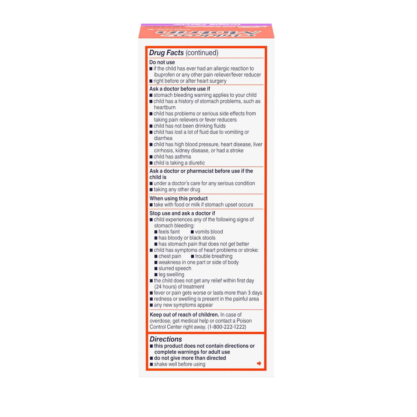 Motrin Children's Oral Suspension 100mg Ibuprofen Medicine, NSAID Fever Reducer & Pain Reliever for Minor Aches & Pains Due to Cold & Flu, Dye Free, Alcohol-Free, Berry Flavored, 8 fl. oz
