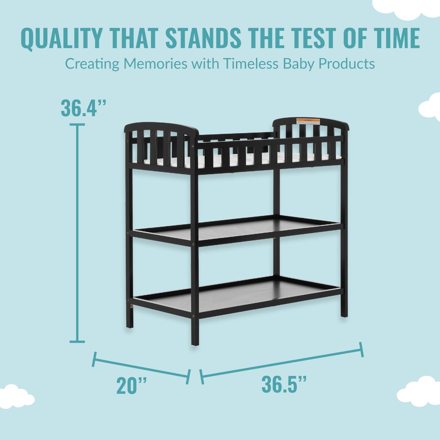 Dream On Me Emily Changing Table In Natural, Comes With 1" Changing Pad, Features Two Shelves, Portable Changing Station, Made Of Sustainable New Zealand Pinewood