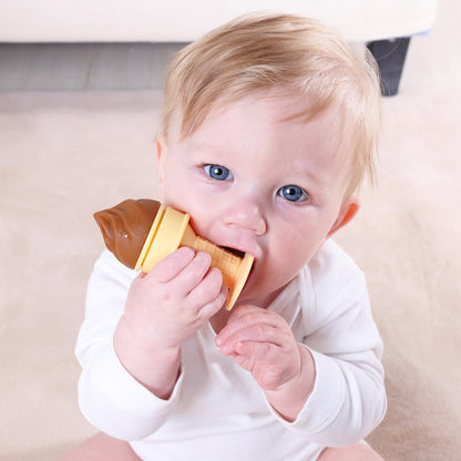 Smily Mia Freezer Teether for Babies 12-18Months,Freezable Ice Cream Toy for 6-12Months Babies,Cold Water Soother for 3-6Months for Teething Pian Relief,Cream White