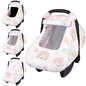 Pea Pod Car Seat Cover Baby, Infant Car Seat Canopy Covers for Newborn with 2 Layers Windows of Breathable Mesh Fabric, Lightweight Polyester/Soft Minky Dot Backing (Floral & Rainbow)