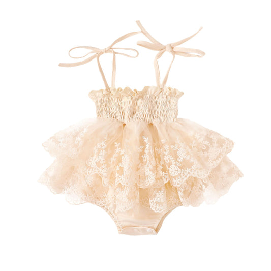 MERSARIPHY Newborn Baby Girl Summer Outfit Sleeveless Ruffle Smocked Halter Tulle Romper Dress One-piece Jumpsuit Clothes