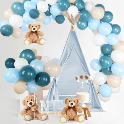 Meooeck 185 Pcs Bear Baby Shower Party Decorations Table Centerpieces 5 Pcs 13. 5'' Gender Reveal Bears 180 Balloons Kit Baby Shower Table Decor for Birthday Wedding(Green, Brown, Nude, White)