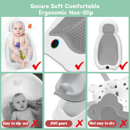 Baby Bath Support Newborn Bathtub with Thermometer,Foldable Baby Tubs for Newborns Baby Bathtub,Sink Baby Bath Tub for Newborn Tub Infant Bathtub Baby Bather,Baby Tub Baby Bath Essential (Pink White)
