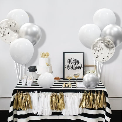 OuMuaMua 62Pcs Pink Gold Confetti Latex Balloons Kit, 12 Inch Pink White Gold Helium Balloons Party Supplies for Confession Proposal Wedding Girl Birthday Baby Shower Party Decoration
