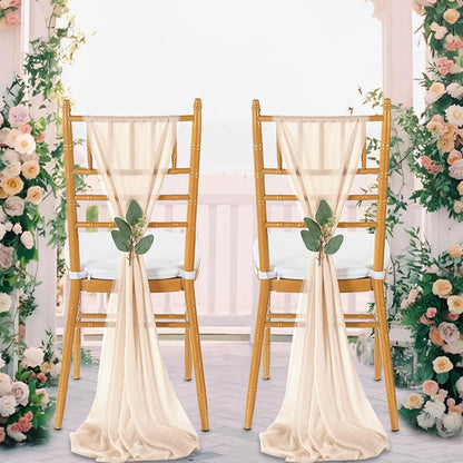 QueenDream Light Blue Sashes Chair Aisle Decorations: 24 Pack Baby Shower Chair Cover 8FT Long Tulle Draping Fabric Wedding Reception Church