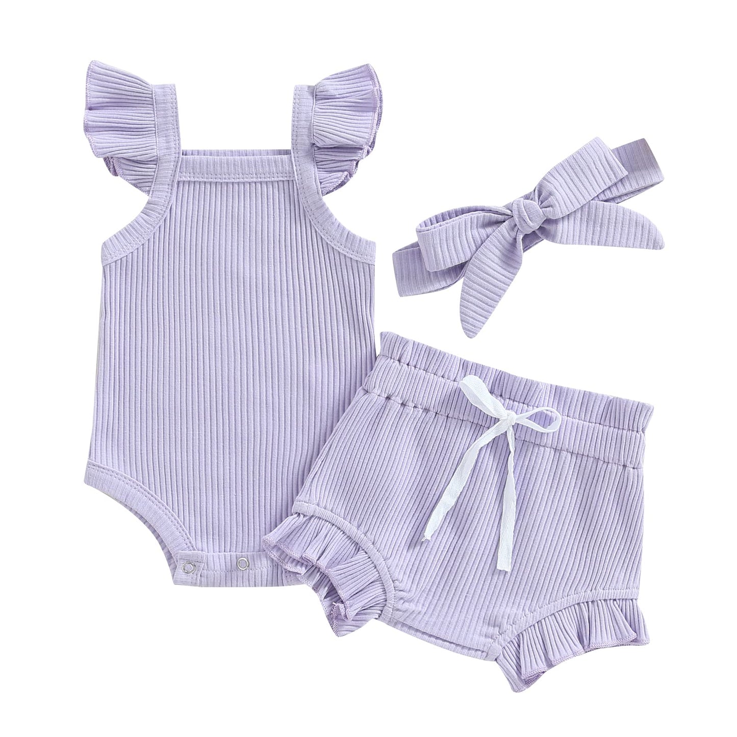 Murnouche Newborn Baby Girl Summer Clothes Sleeveless Floral Top Ribbed Shorts Boho Outfit Set