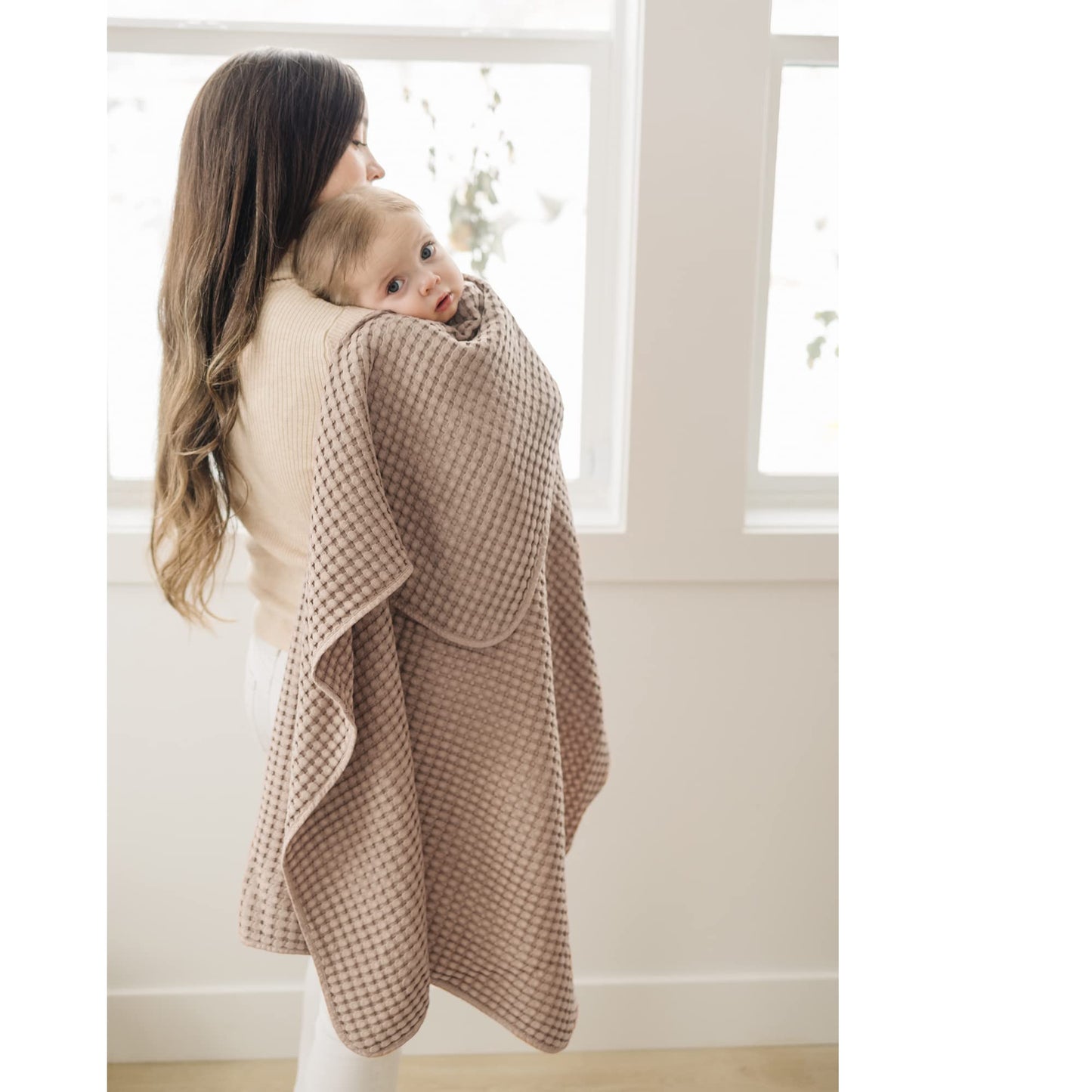Konssy Waffle Baby Blanket - Soft & Cozy Nursery Swaddle Blanket, Lightweight Toddler Throw for Boys & Girls, Ideal for Wrapping (Oat)