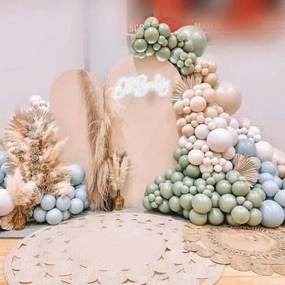 White Sand Gold Balloons Set, 12 Inch Double Stuffed Blush Beige Boho Party Balloons with Metallic Chrome Gold Neutral Cream Nude Latex Balloon for Birthday Baby Bridal Shower Wedding Party Decoration