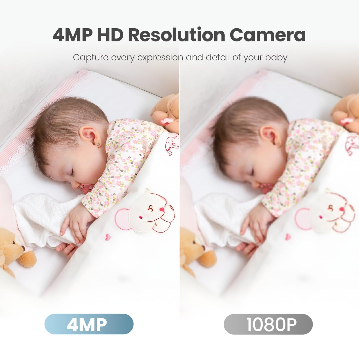 litokam 4MP Baby Monitor with 2 Cameras and Audio, 5-inch 1080P Split-Screen, No WiFi & 5G/2.4G WiFi, Remote Pan-Tilt-Zoom, Night Vision, VOX, Temperature Sensor, 2-Way Talk, 7 Lullabies, 1000ft Range