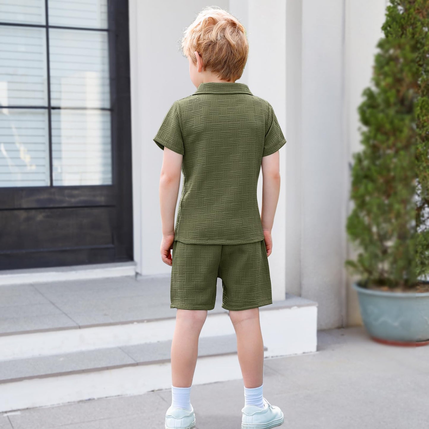 U·nikaka Baby Boys 2 Piece Summer Outfits Casual Toddler Short Sets Little Boys Button Down Shirts Tops and Shorts 2-6Y