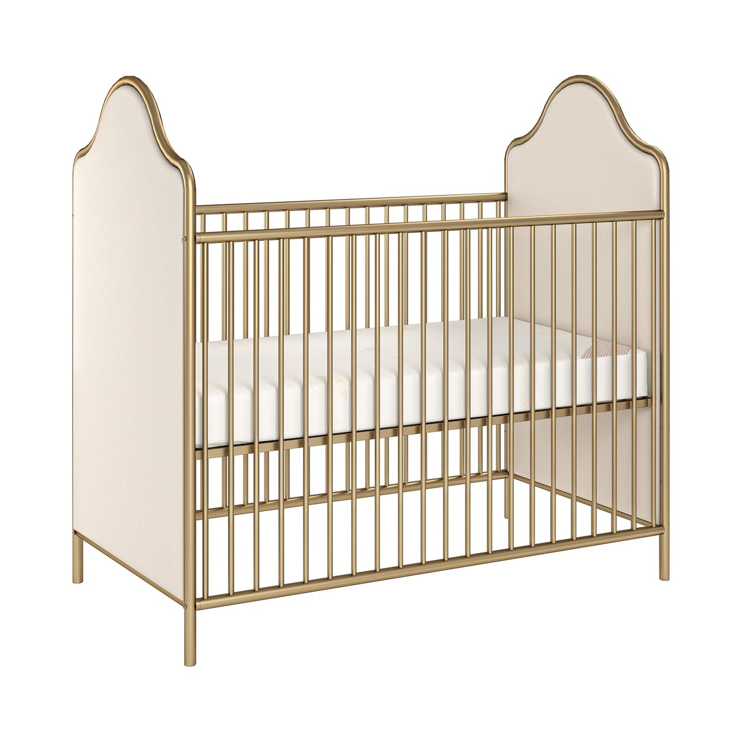 Little Seeds Piper Upholstered Metal Crib, Gold