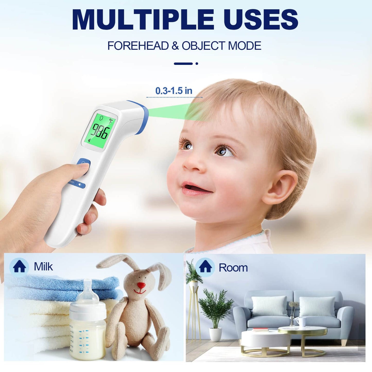 No-Touch Thermometer for Adults and Kids, Accurate Digital Baby Thermometer, FSA HSA Eligible, Fever Alarm & Silent Mode, 2 in 1 Forehead & Object Mode