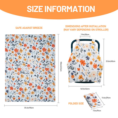 100% Muslin Summer Baby Car Seat Cover, Universal Fit Infant Car Seat Canopy, Breathable & Lightweight Sun, Weather Protection for Boys & Girls