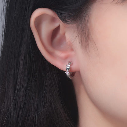 CiNily 14K White Gold Plated Small Hoop Earrings for Women Girls Heart Cubic Zirconia Hypoallergenic Earrings