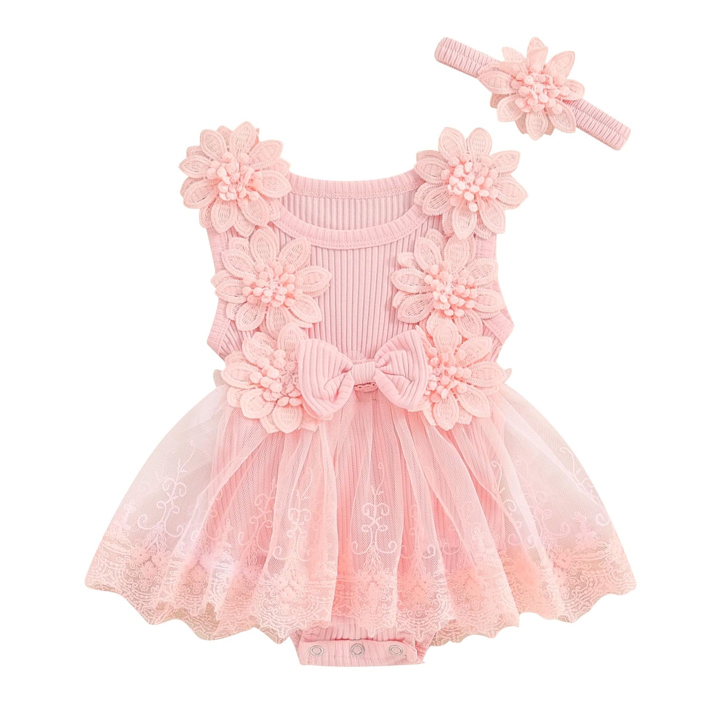 MERSARIPHY Newborn Baby Girl Boho Outfits Infant Lace Tulle Ruffle Bubble Romper Dress Jumpsuit Bodysuit Photoshoot Clothes