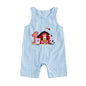 Baby Boy Summer Clothes Sleeveless Embroidery Dinosaur Striped Retro Romper Jumpsuit Smocked Shortall