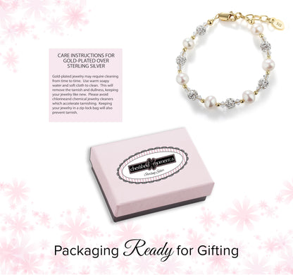 Cherished Moments Children's 14K Gold-plated or Sterling Silver Bracelet with Stardust Beads and Austrian Crystals for Babies, Infants, Toddlers, and Girls Jewelry Gifts