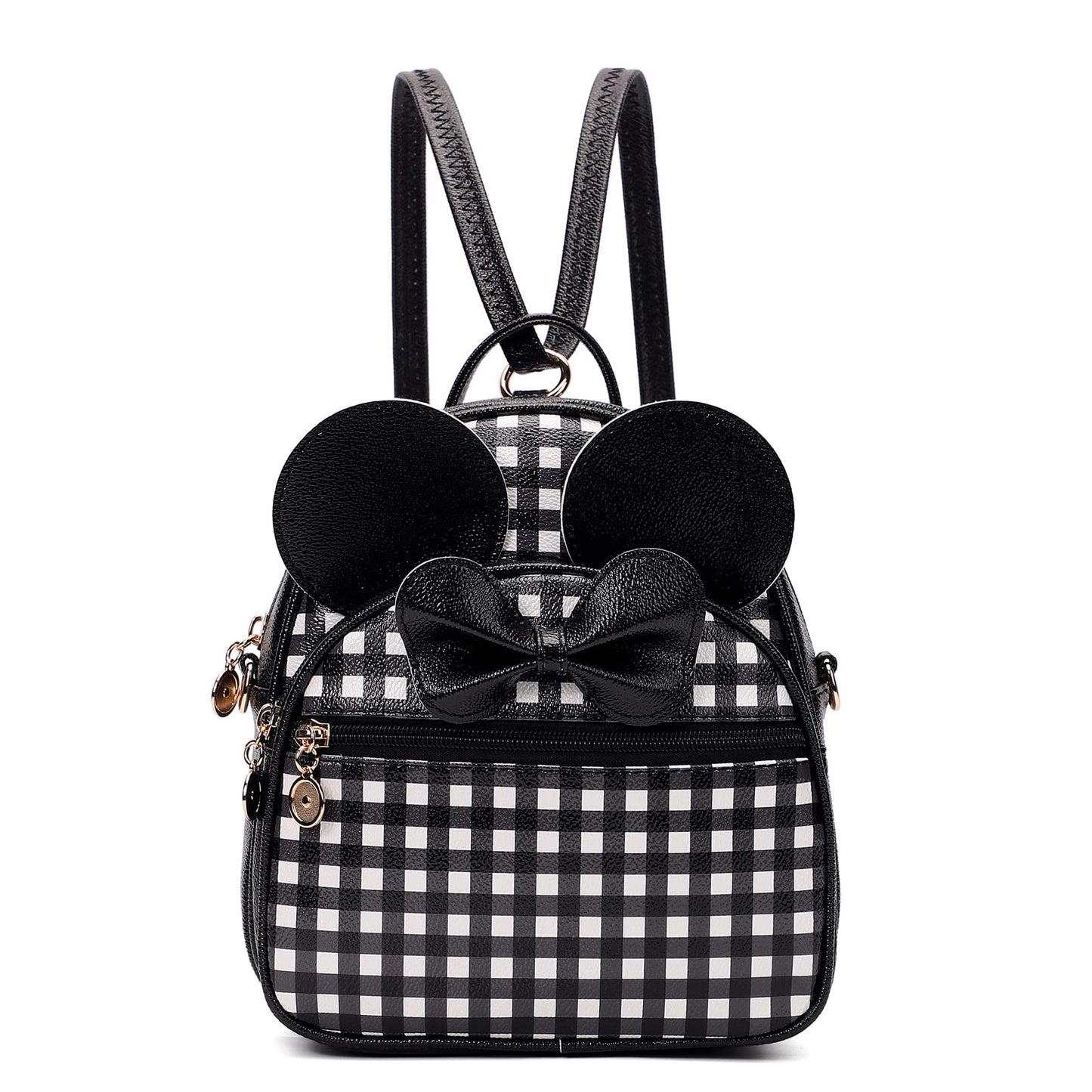 KL928 Girls Bowknot Polka Dot Cute Mini Backpack Small Daypacks Convertible Shoulder Bag Purse for Women